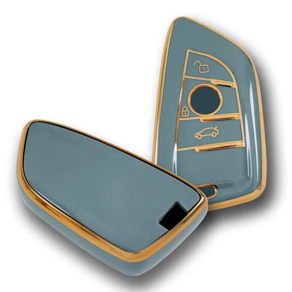 BMW F Serisi FEM Tip 3 Buton Gri Oto Anahtar Kumanda Kabı Kılıfı Oto Anahtarlık - Resim 3