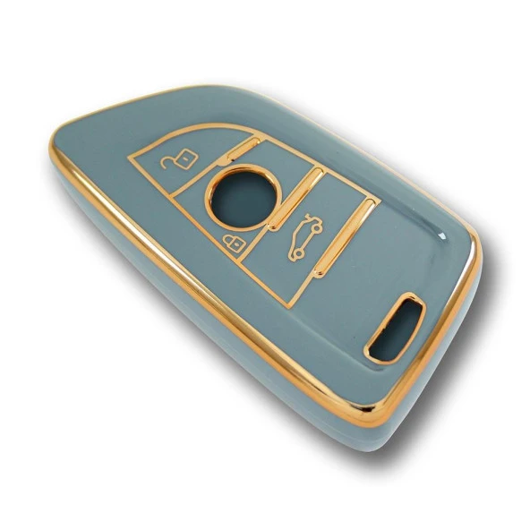 BMW F Serisi FEM Tip 3 Buton Gri Oto Anahtar Kumanda Kabı Kılıfı Oto Anahtarlık - Resim 4