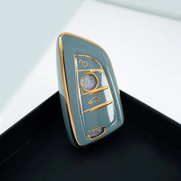 BMW F Serisi FEM Tip 3 Buton Gri Oto Anahtar Kumanda Kabı Kılıfı Oto Anahtarlık - Resim 5