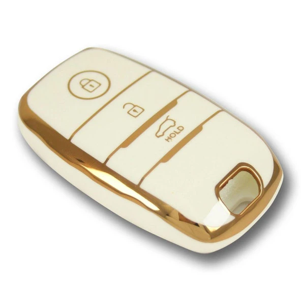 Kia 2012-2018 Ceed, Rio, Sportage Smart Beyaz Oto Anahtar Kumanda Kabı Kılıfı Oto Anahtarlık - Resim 4