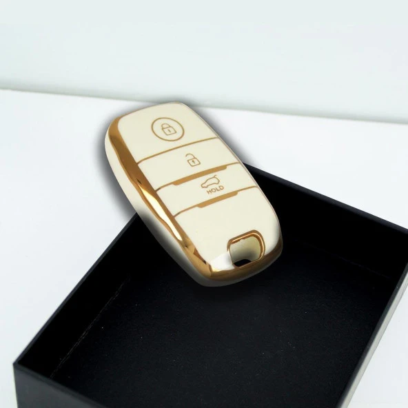 Kia 2012-2018 Ceed, Rio, Sportage Smart Beyaz Oto Anahtar Kumanda Kabı Kılıfı Oto Anahtarlık - Resim 5