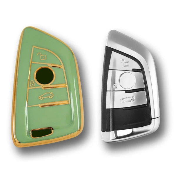 BMW F Serisi FEM Tip 3 Buton Yeşil Oto Anahtar Kumanda Kabı Kılıfı Oto Anahtarlık - 2