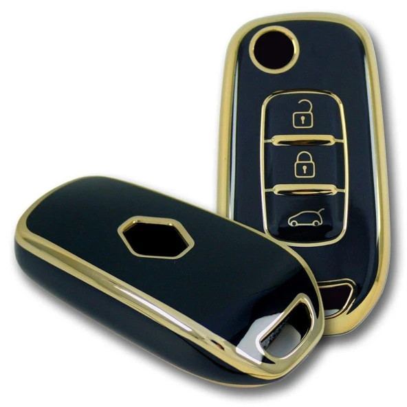 Renault Clio 5 Dacia Duster Sustalı 3 Buton Siyah Oto Anahtar Kumanda Kabı Kılıfı Oto Anahtarlık - Resim 3