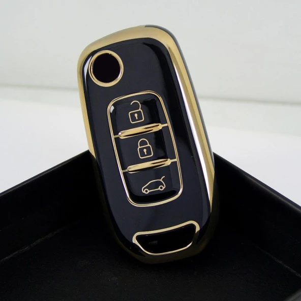 Renault Clio 5 Dacia Duster Sustalı 3 Buton Siyah Oto Anahtar Kumanda Kabı Kılıfı Oto Anahtarlık - Resim 5