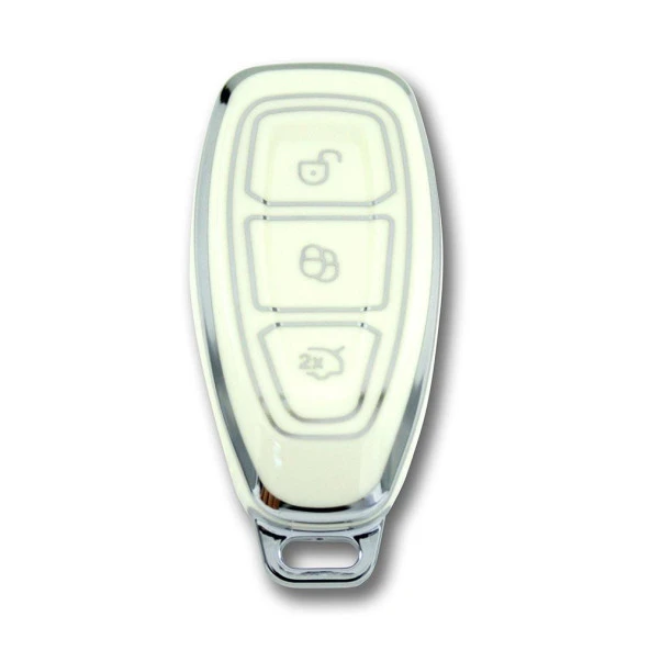 Ford Mondeo 2010+ Smart beyaz-gümüş Oto Anahtar Kumanda Kabı Kılıf Oto Anahtarlık ürün görseli 1
