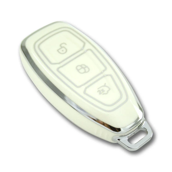 Ford Mondeo 2010+ Smart beyaz-gümüş Oto Anahtar Kumanda Kabı Kılıf Oto Anahtarlık - Resim 2