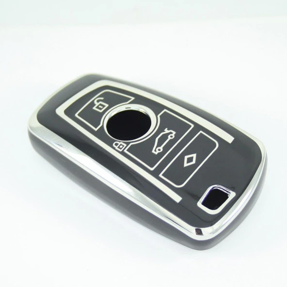 BMW F Serisi CAS4 Tip 4 Buton Siyah-Gümüş Oto Anahtar Kumanda Kabı Kılıfı Oto Anahtarlık - 4