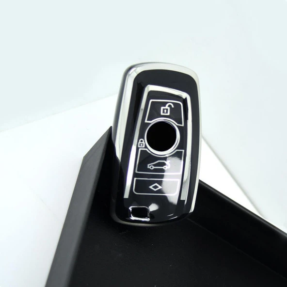BMW F Serisi CAS4 Tip 4 Buton Siyah-Gümüş Oto Anahtar Kumanda Kabı Kılıfı Oto Anahtarlık - 5