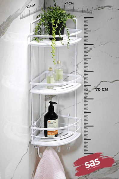 Yapışkanlı Ömür Boyu Paslanmaz Kristal Ayarlanabilir Raf Banyo Düzenleyici Şampuanlık LK-03 BBBK - Resim 3