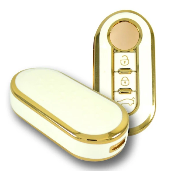 Fiat Doblo 2010+ Sustalı Beyaz Oto Anahtar Kumanda Kabı Kılıfı Oto Anahtarlık - 3