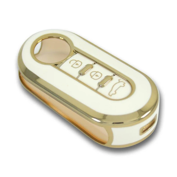 Fiat Doblo 2010+ Sustalı Beyaz Oto Anahtar Kumanda Kabı Kılıfı Oto Anahtarlık - 4