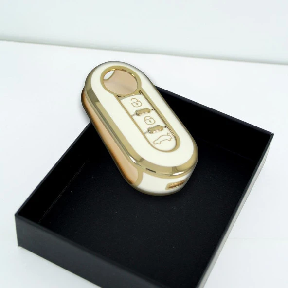 Fiat Doblo 2010+ Sustalı Beyaz Oto Anahtar Kumanda Kabı Kılıfı Oto Anahtarlık - 5