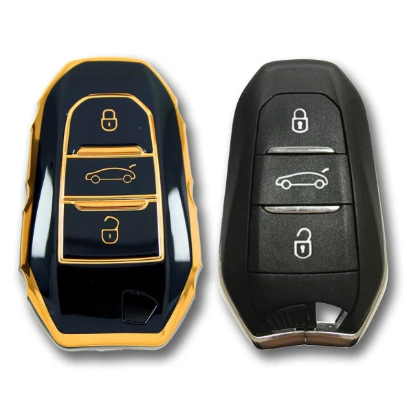 Peugeot 5008 3008 Citroen C3 C4 Smart Siyah Oto Anahtar Kumanda Kabı Kılıfı Oto Anahtarlık - Resim 2