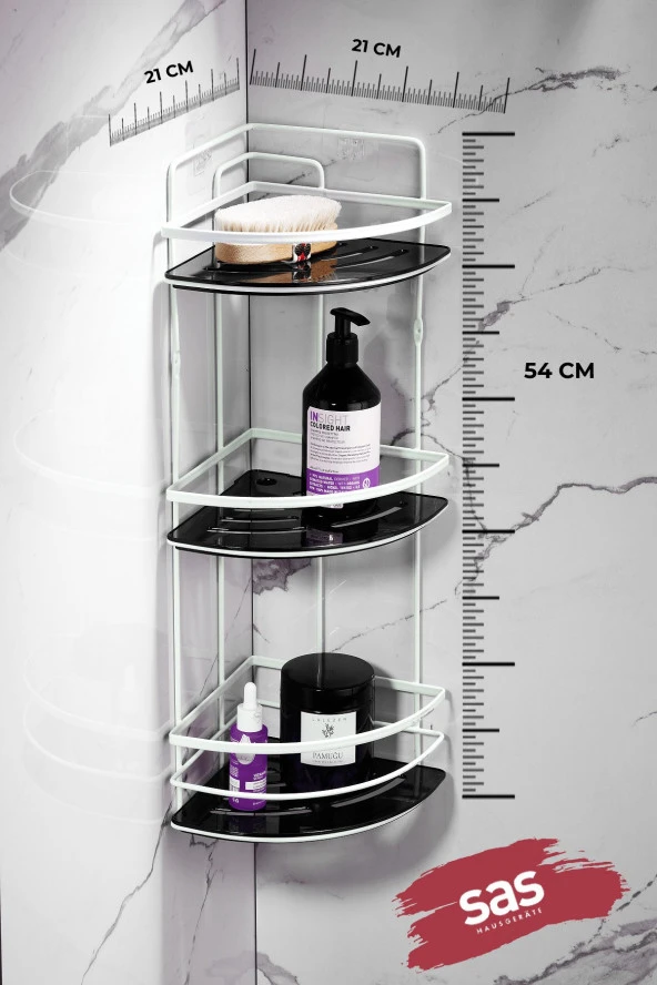 Yapışkanlı Ömür Boyu Paslanmaz Kristal Ayarlanabilir Raf Banyo Düzenleyici Şampuanlık LK-03 BS - Resim 3