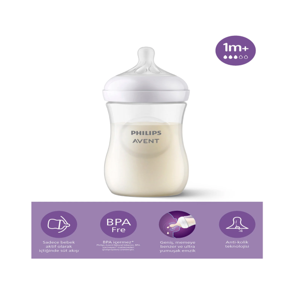 Avent Natural Response Doğal Tepkili PP Mavi Biberon 1+ Ay 260 ml