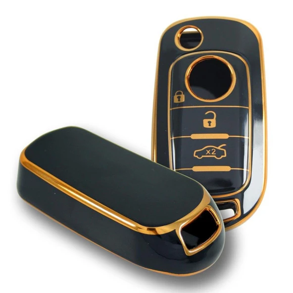 Fiat Egea Sustalı Siyah Oto Anahtar Kumanda Kabı Kılıfı Oto Anahtarlık - Resim 3