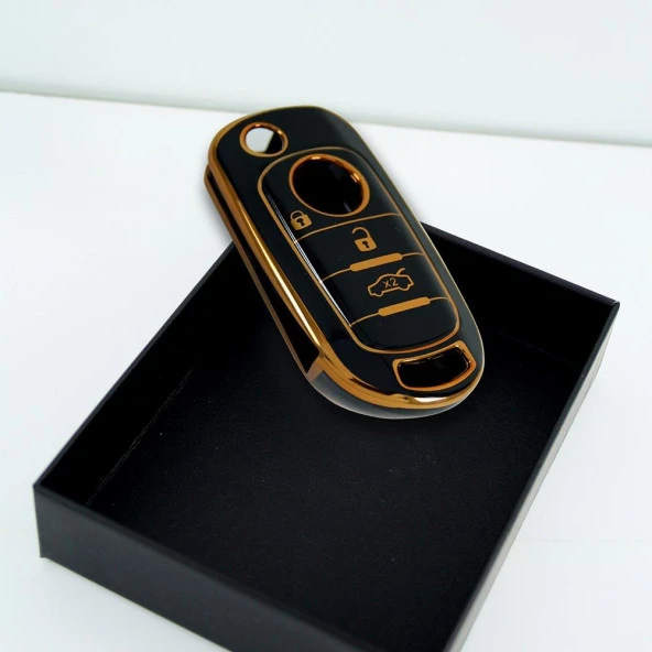 Fiat Egea Sustalı Siyah Oto Anahtar Kumanda Kabı Kılıfı Oto Anahtarlık - Resim 5