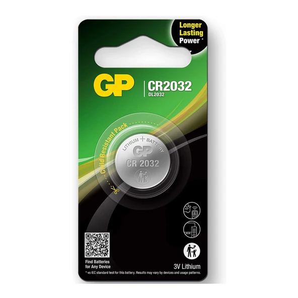 GP BATTERIES CR2032 3V Lithium Pil Baskül Tartı Hesap Mekinesi Oyuncak Kumanda Pili 1 Adet