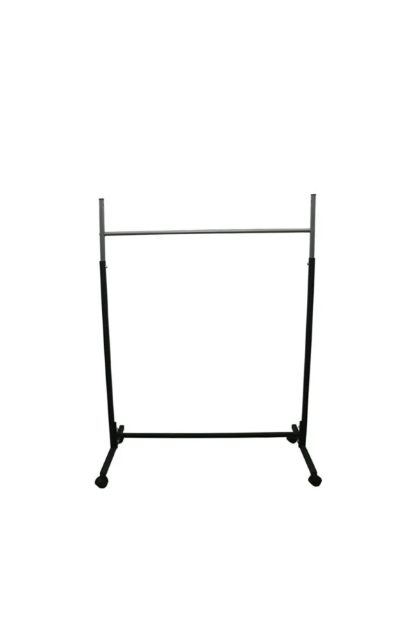 Paslanmaz Tekerlekli, Siyah Metal, Konfeksiyon Elbise Kıyafet Askılık Portatif Eşek Vitrin - 2
