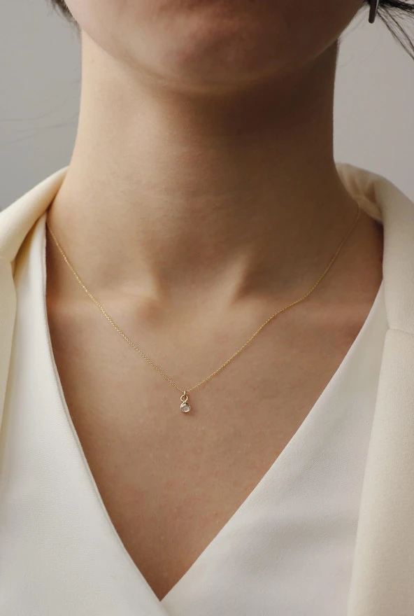 14 Ayar Altın Tektaş Kolye ürün görseli 1