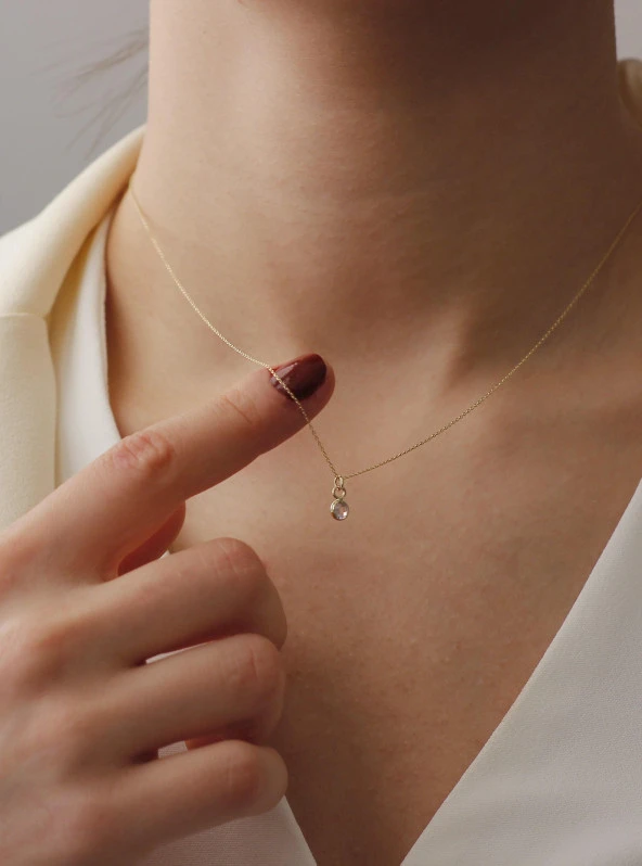 14 Ayar Altın Tektaş Kolye - Resim 2