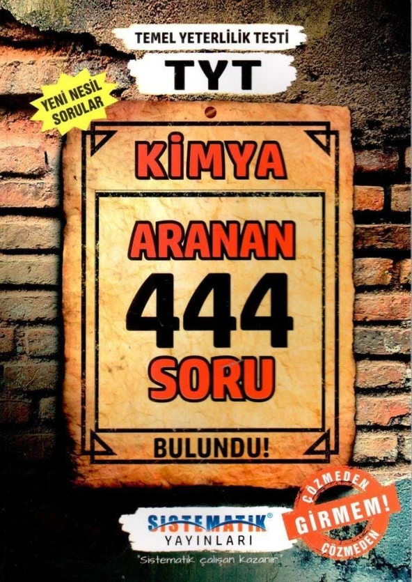 TYT Kimya 444 Aranan Soru Sistematik Yayınları