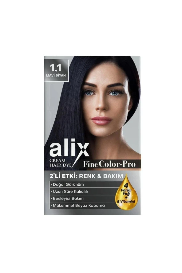 Alix Kit Saç Boyası 1.1 Mavi Siyah 50 ml