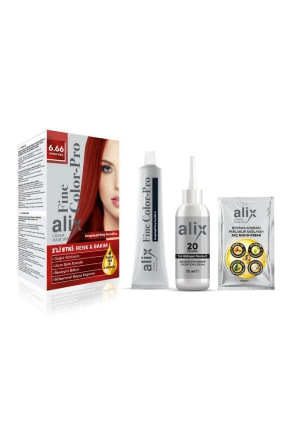 Alıx 50 Ml Kıt Sac Boyası 6.66 Yoğun Kızıl