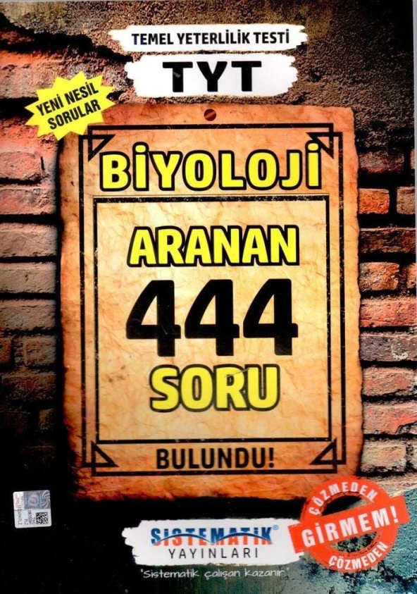 TYT Biyoloji 444 Aranan Soru Sistematik Yayınları