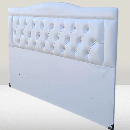 Başlık 90335 Çift Kişilik140 Model Suni Deri Beyaz Kumaş Dolgun Kapitone El Yapım - 3