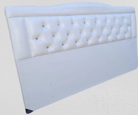 Başlık 90335 Çift Kişilik140 Model Suni Deri Beyaz Kumaş Dolgun Kapitone El Yapım - 6