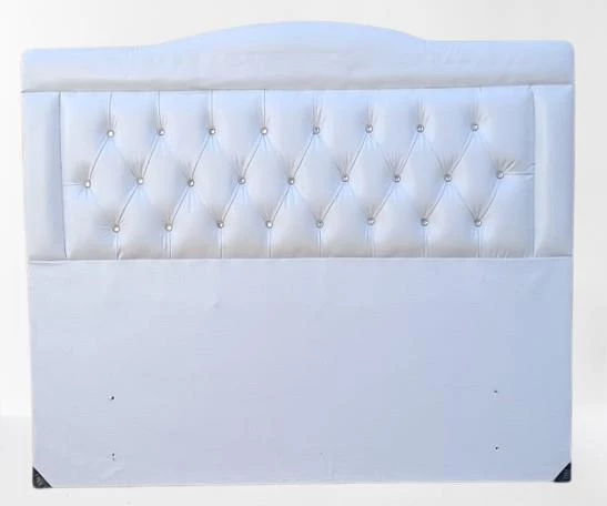 Başlık 90335 Çift Kişilik140 Model Suni Deri Beyaz Kumaş Dolgun Kapitone El Yapım - 7