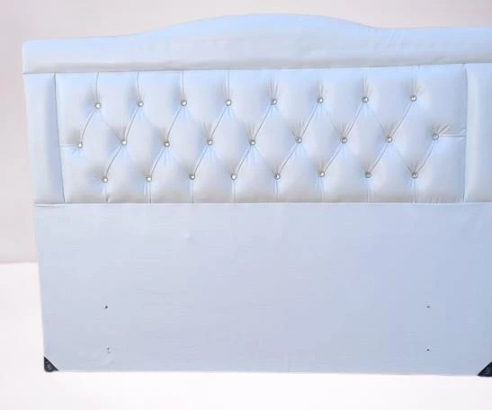 Başlık 90335 Çift Kişilik140 Model Suni Deri Beyaz Kumaş Dolgun Kapitone El Yapım - 5