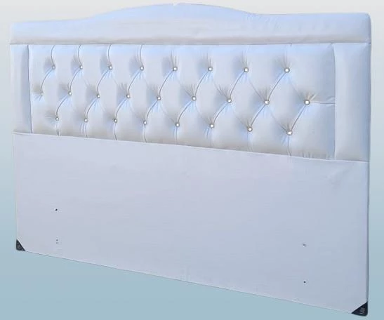 Başlık 90335 Çift Kişilik140 Model Suni Deri Beyaz Kumaş Dolgun Kapitone El Yapım - 2