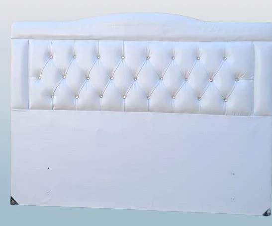 Başlık 90335 Çift Kişilik140 Model Suni Deri Beyaz Kumaş Dolgun Kapitone El Yapım