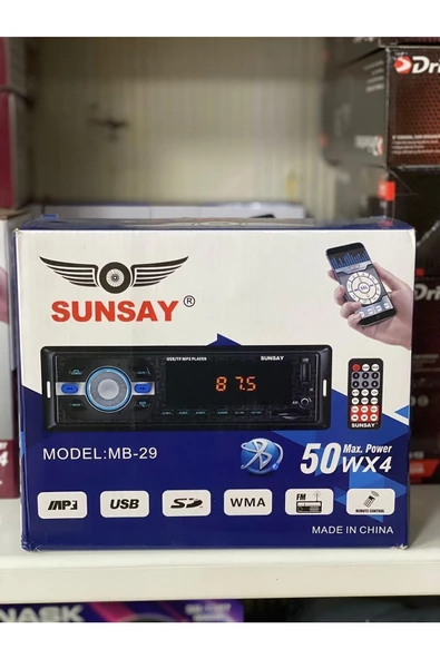 Sunsay Mb-29 Telefon Şarj Edebilme Bluetooth Lu Oto Teyp Çift Usb Aux Sd