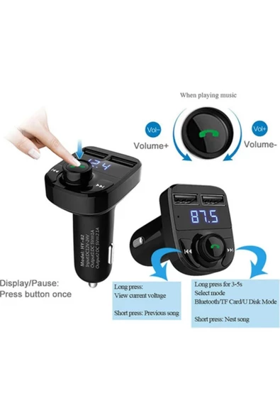 Araç Içi Bluetooth Mp3 Çalar & Şarj Aleti X8 (fm Verici) - 2