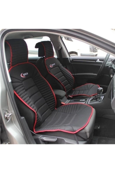 Hyundai Genesis Lüks Oto Koltuk Minderi Ön 2'li Set Bumerang Siyah Kırmızı - 2