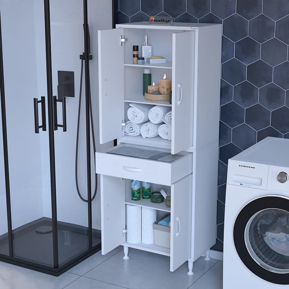 Modilayn EMİR ERA 55 x 173 x 32,5 cm Kapaklı Ve Çekmeceli Çok Amaçlı Banyo & Mutfak Dolabı