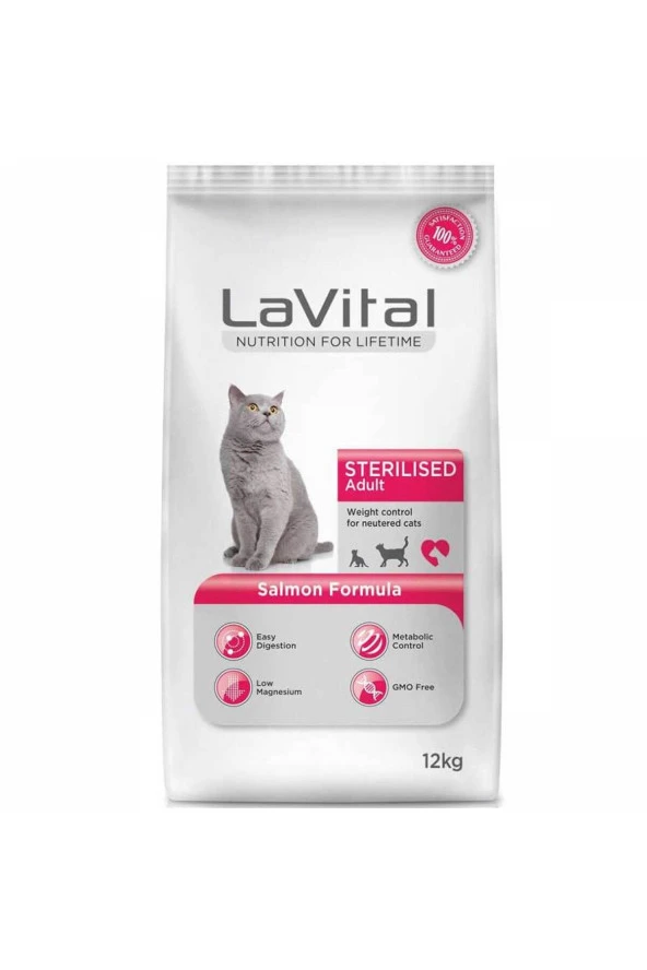 Lavital Kısır Kedi Maması Somonlu 12 Kg