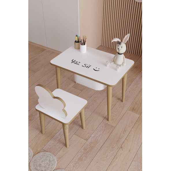 Çocuk Masa Sandalye Çekmeceli Yaz Sil Oyun Etkinlik 1 Adet Masa 1 Adet Sandalye 1 Adet Sepet - 2