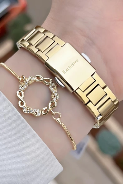 Daniel Klein DKISTE925 Gold Renk İç Göstergeleri Aktif Fonksiyonlu Kadın Kol Saati ve Bileklik - 5