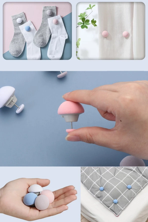 4 Adet Derili Mantar Yorgan Klipsi Battaniye Klipsi Battaniyelerin Kilit Kaymaz Klips Yorgan Klipsi - 2