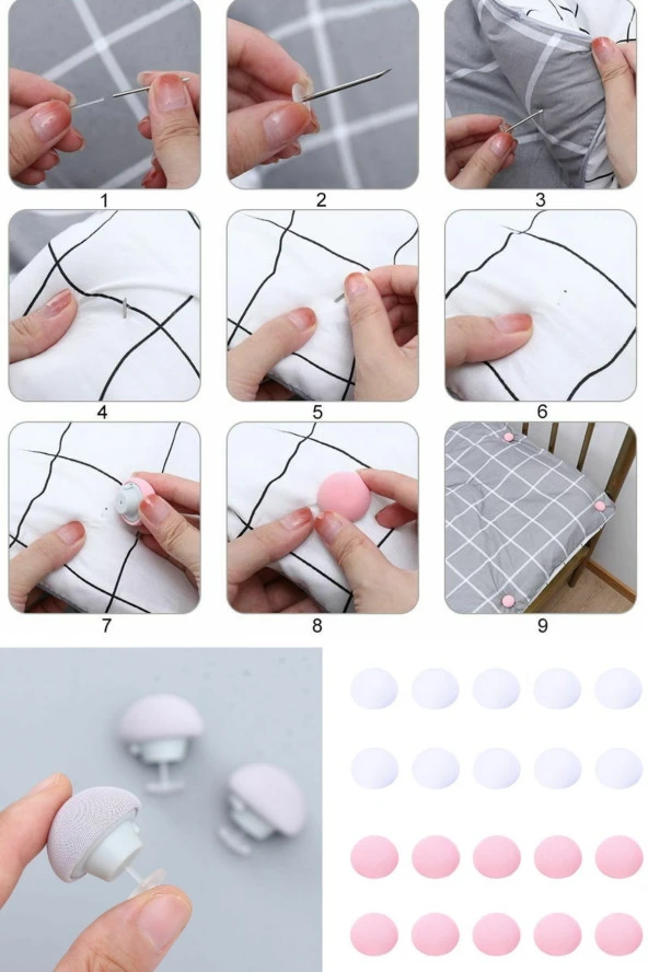 4 Adet Derili Mantar Yorgan Klipsi Battaniye Klipsi Battaniyelerin Kilit Kaymaz Klips Yorgan Klipsi - 3