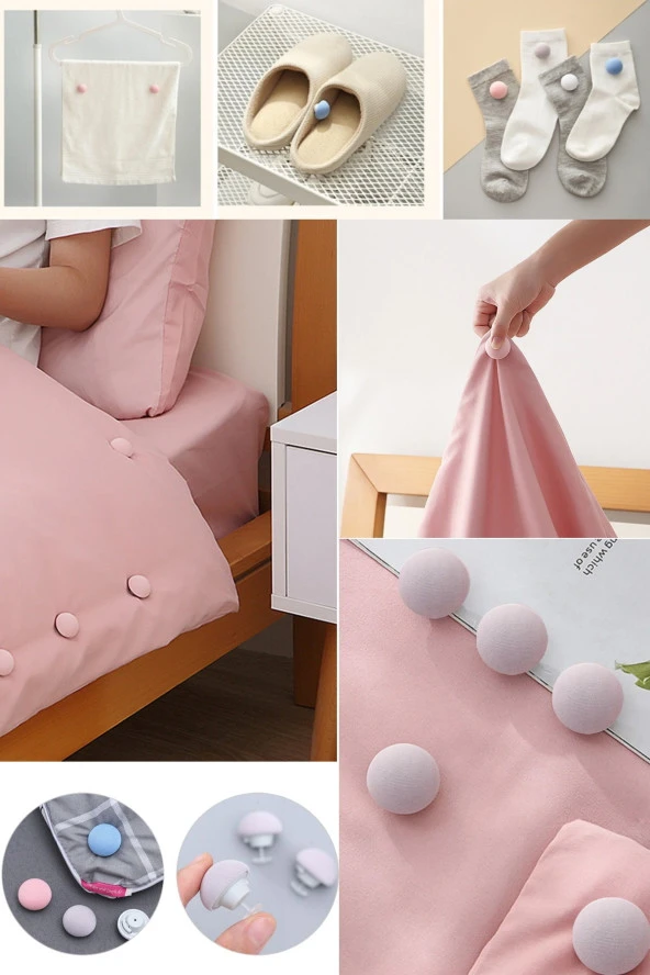 4 Adet Derili Mantar Yorgan Klipsi Battaniye Klipsi Battaniyelerin Kilit Kaymaz Klips Yorgan Klipsi - 4