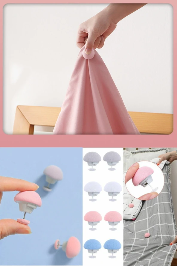 4 Adet Derili Mantar Yorgan Klipsi Battaniye Klipsi Battaniyelerin Kilit Kaymaz Klips Yorgan Klipsi - 6