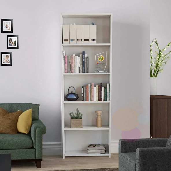 Modilayn AY 5 Raflı Kitaplık Kütüphane Ofis Dosya Evrak Kiler Düzenleyici Raf - 3