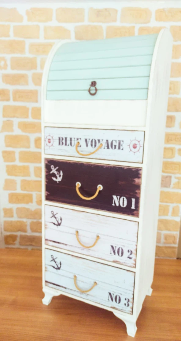 Ahşap 5 Çekmeceli Sebzelik  Kiler Ekmeklik Blue Voyage 1125 - 2