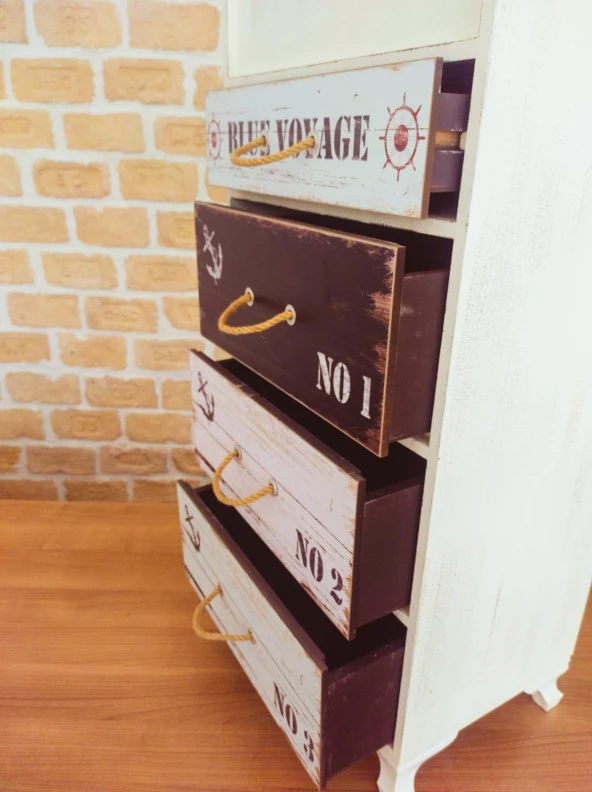 Ahşap 5 Çekmeceli Sebzelik  Kiler Ekmeklik Blue Voyage 1125 - 3