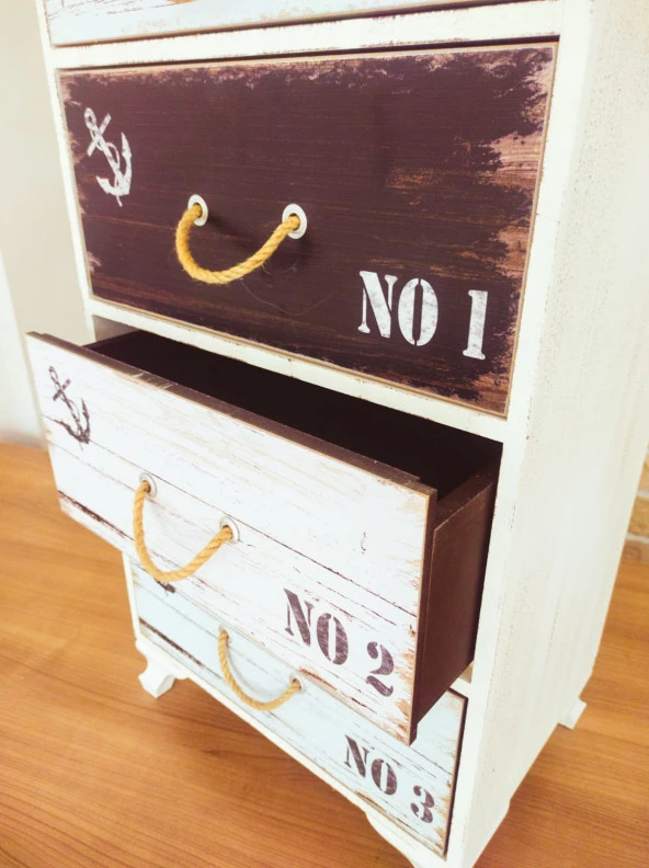 Ahşap 5 Çekmeceli Sebzelik  Kiler Ekmeklik Blue Voyage 1125 - 4